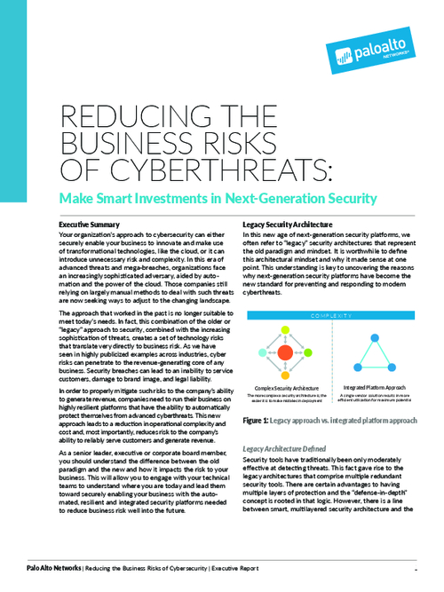 Reducing the Business Risks of Cyberthreats