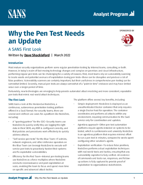 SANS Analyst Report | Why the Pen Test Needs an Update