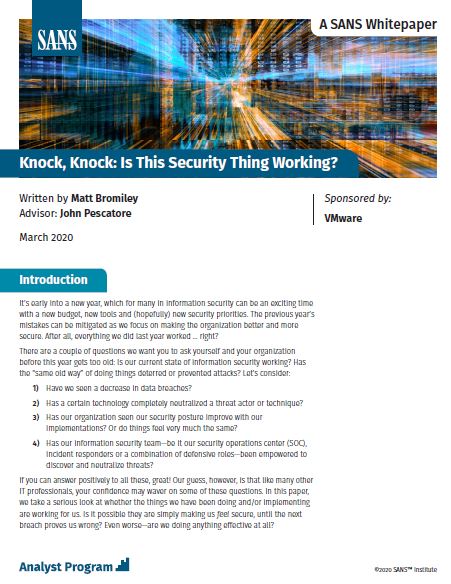 SANS: Knock, Knock: Is This Security Thing Working?