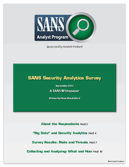 SANS Security Analytics Survey