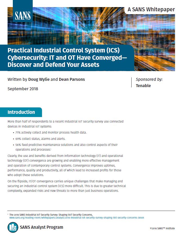 SANS Whitepaper: Practical Industrial Control System (ICS) Cybersecurity: IT and OT Have Converged