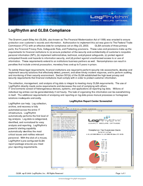 Satisfying GLBA Requirements: Log Management