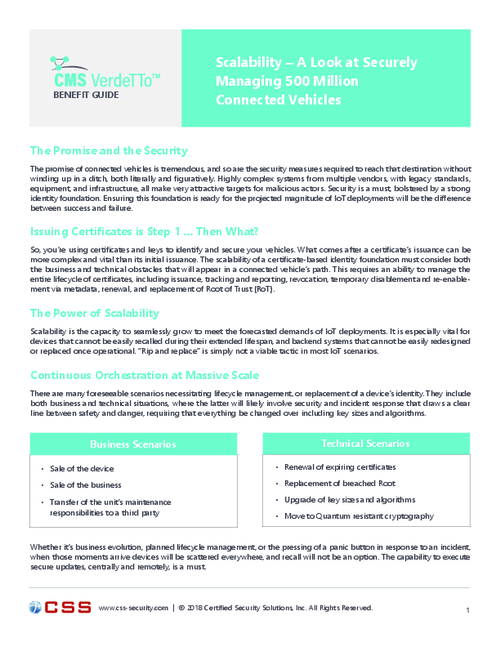 Scalability - A Look at Securely Managing 500 Million Connected Vehicles