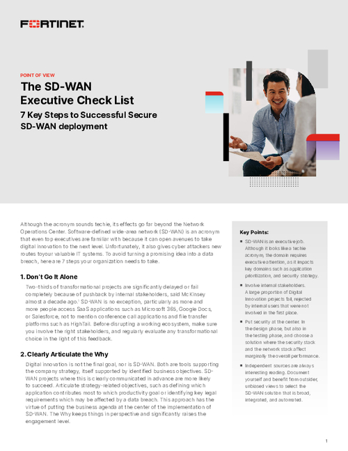 The SD-WAN Executive Check List | 7 Key Steps to Successful Secure SD-WAN Deployment