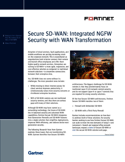 Gartner Report: Secure SD-Wan: Integrated NGFW Security With WAN Transformation