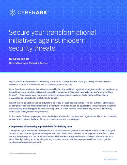 Secure your transformational initiatives against modern security threats