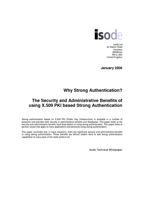 The Security and Administrative Benefits of using X.509 PKI based Strong Authentication