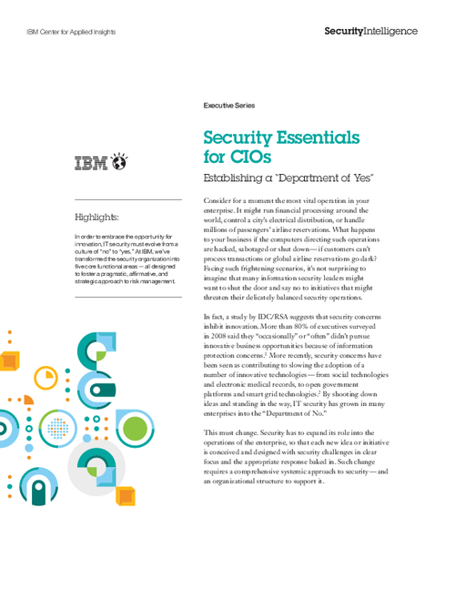 Security Essentials for CIO's: Establishing a Department of Yes