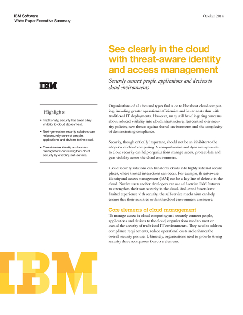 See Clearly in the Cloud - Securely Connect People, Applications and Devices to Cloud Environments