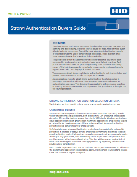 Selecting Strong Authentication Systems