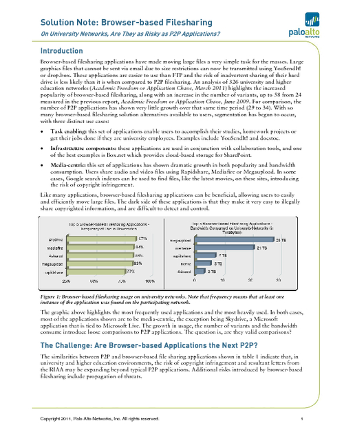 Browser-Based Filesharing: What are the Risks to University Networks?