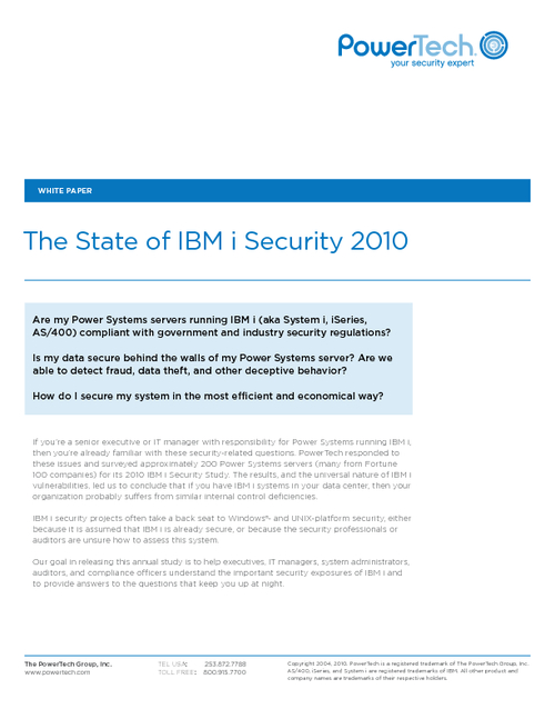 The State of IBM i Security 2010