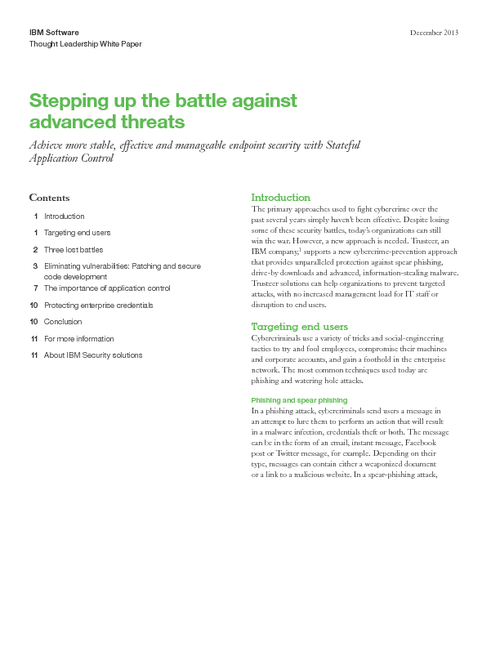 Stepping up the Battle Against Advanced Threats