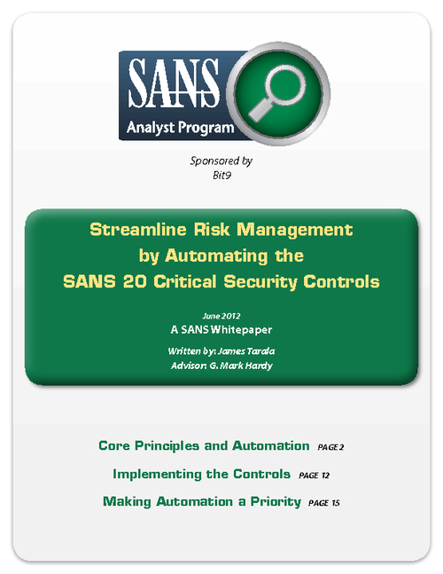 Streamline Risk Management SANS Whitepaper