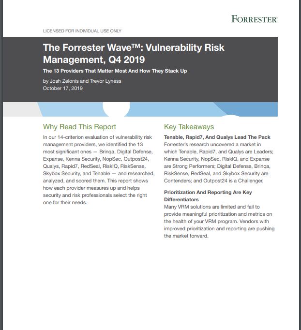 Tenable is a Leader in the Forrester Wave&trade; Q4 2019