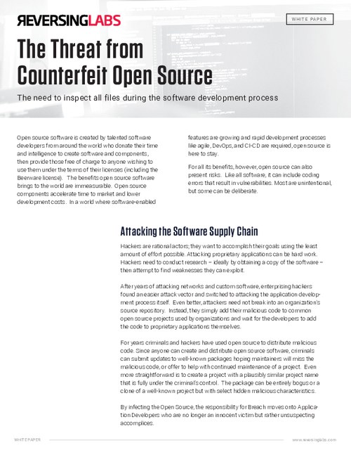 The Threat from Counterfeit Open Source