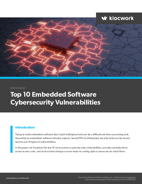Top 10 Embedded Software Cybersecurity Vulnerabilities