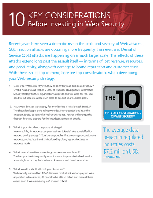 Top 10 Key Considerations Before Investing in Web Security