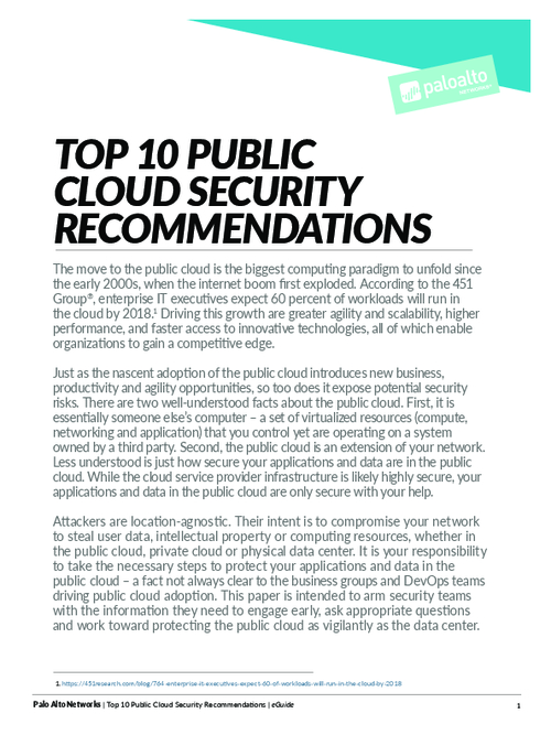 Top 10 Public Cloud Security Recommendations