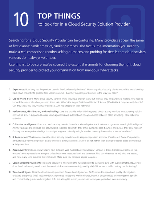 Top 10 Things to Look for in a Cloud Security Solution Provider