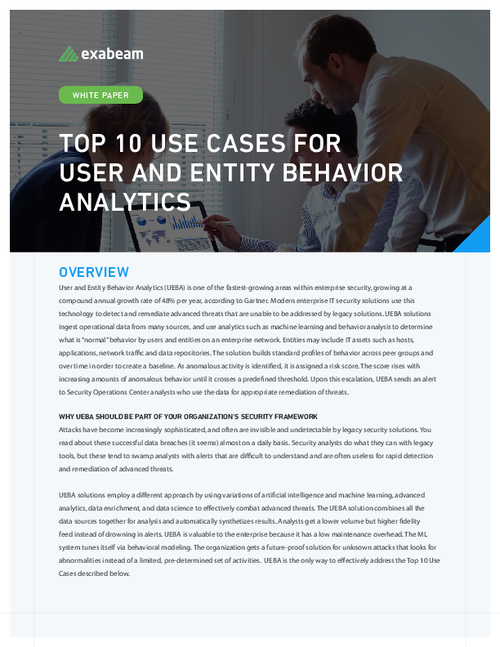 Top 10 Use Cases for User and Entity Behavior Analytics