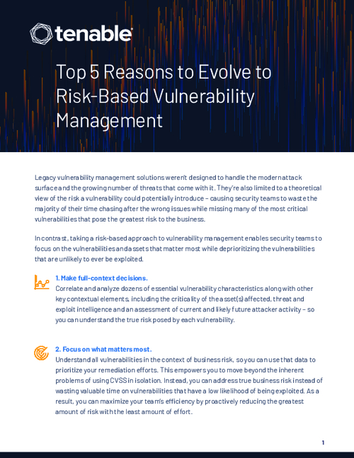 Top 5 Reasons to Evolve to Risk-based Vulnerability Management