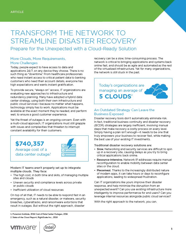 Transform the Network to Streamline Disaster Recovery