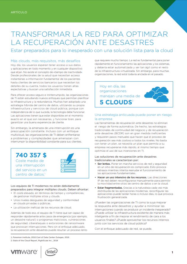 Transform the Network to Streamline Disaster Recovery (Spanish Language)