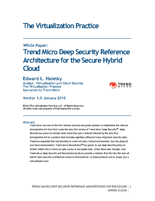 Trend Micro Deep Security Reference Architecture for the Secure Hybrid Cloud