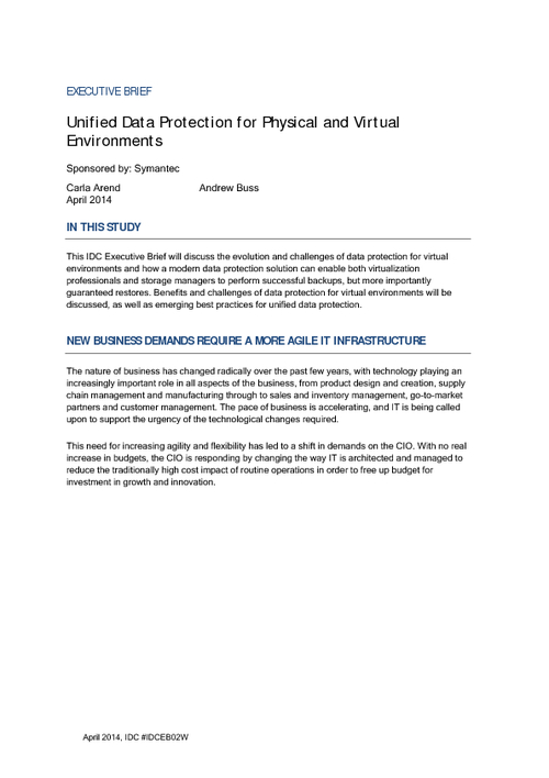 Unified Data Protection for Physical and Virtual Environments