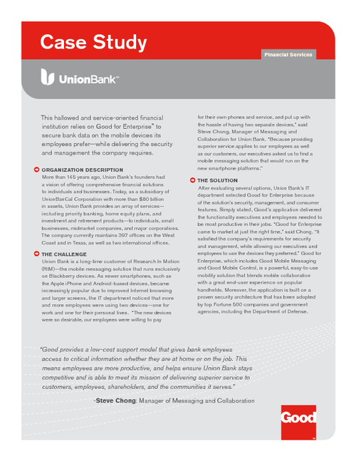 Union Bank Case Study: Securing Bank Data on Mobile Devices