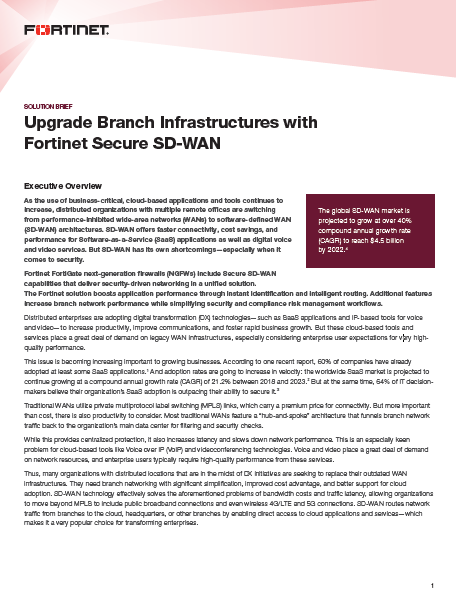Upgrade Branch Infrastructures with Fortinet Secure SD-WAN