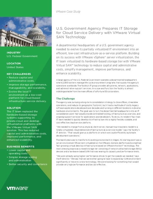 U.S. Government Agency Prepares IT Storage for Cloud Service Delivery
