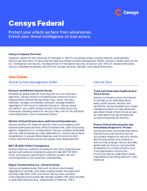 Use Cases: Censys for Federal Agencies