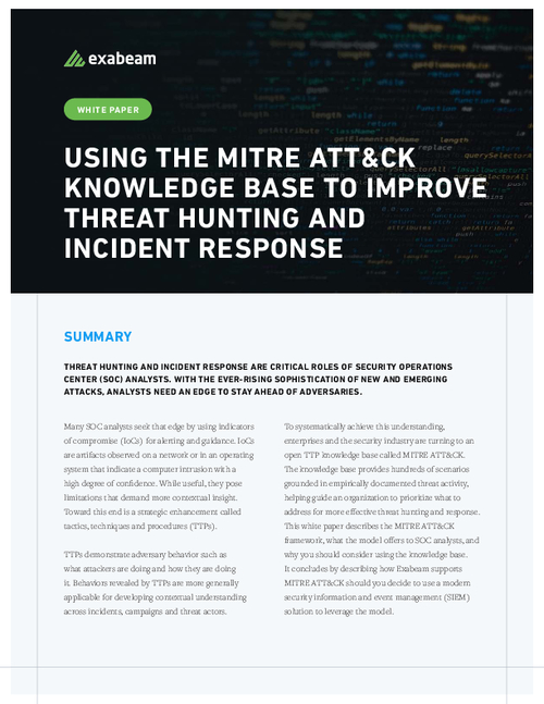 Using the MITRE ATT&CK Knowledge Base to Improve Threat Hunting and Incident Response