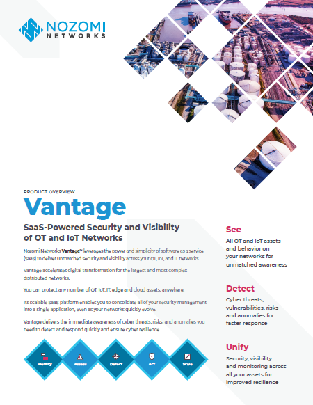 Vantage I SaaS-Powered Security and Visibility of OT and IoT Networks