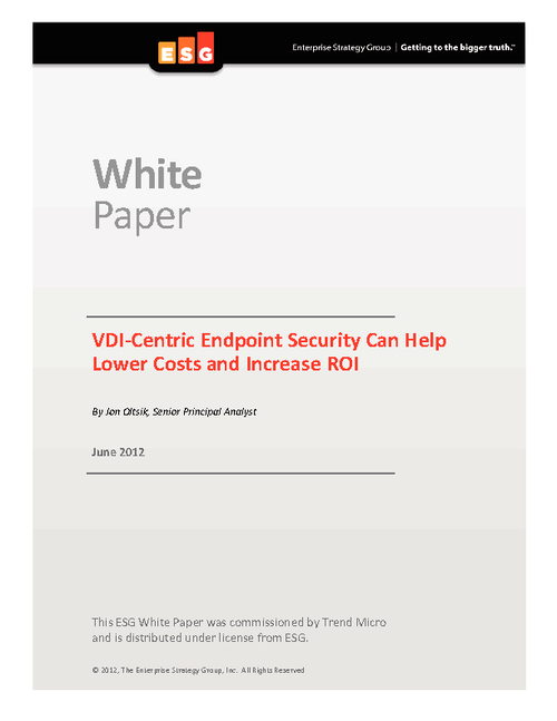 VDI-Centric Endpoint Security Lowers Costs and Increases ROI