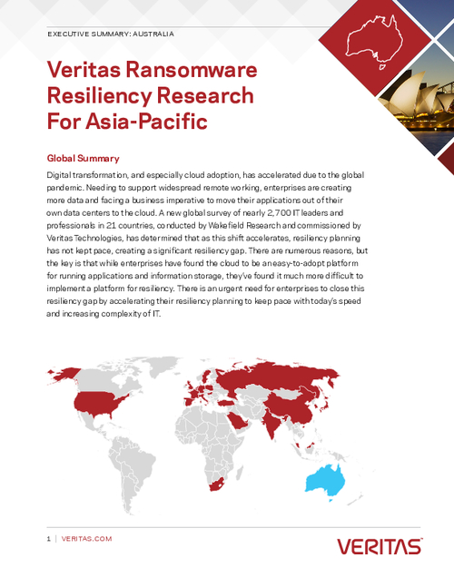 Veritas Ransomware Resiliency Research for Australia