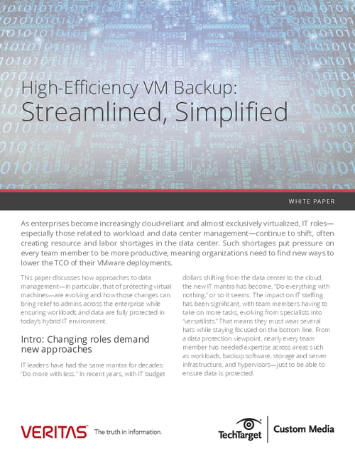 VMware Data Protection Streamlined With High-Efficiency Backups. Lower TCO Of VMware Deployments.