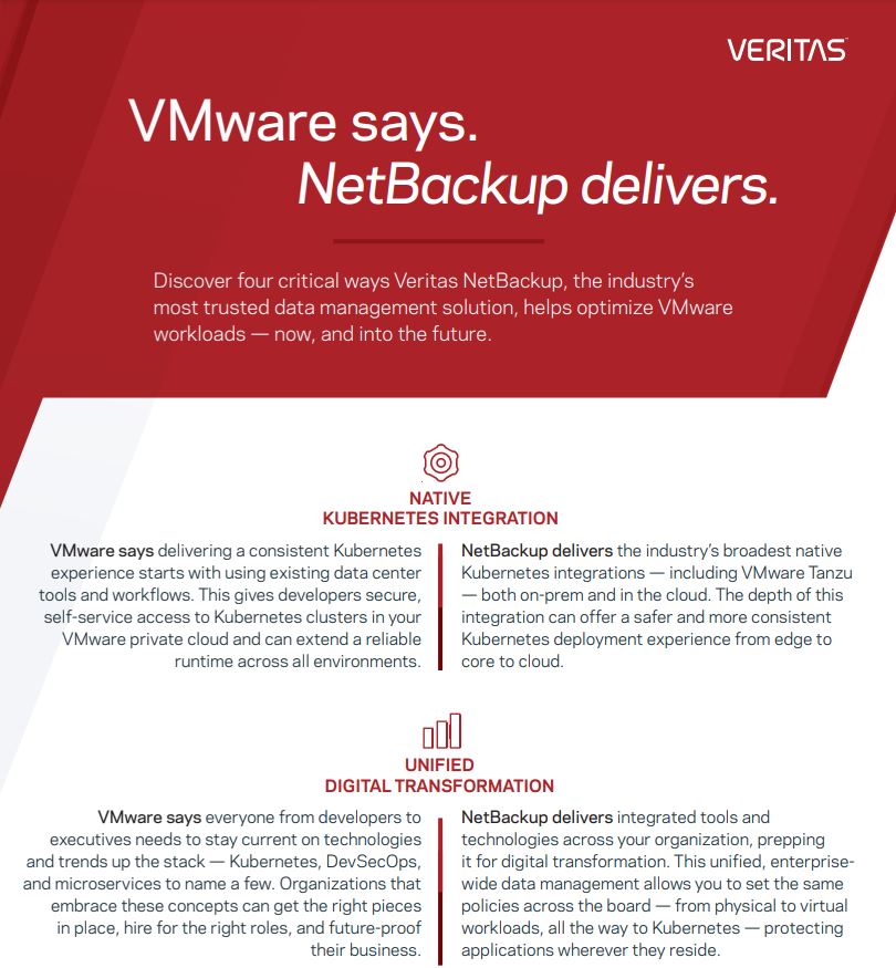 VMware says. NetBackup delivers.