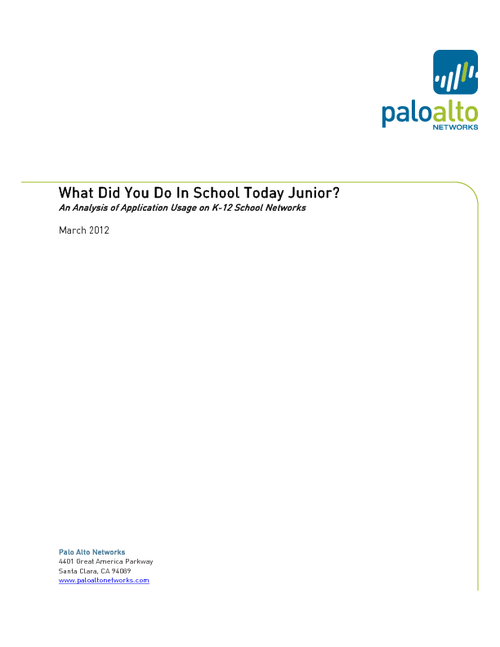 What Did You Do in School Today Junior? An Analysis of Application Usage On K-12 School Networks