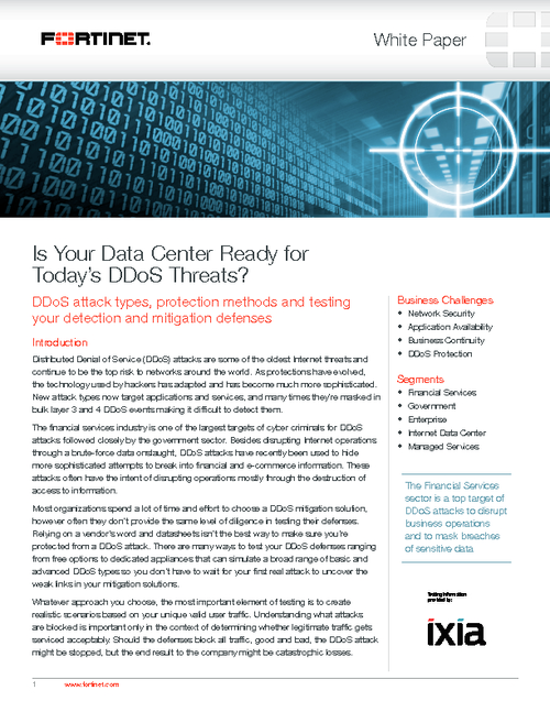 Is Your Data Center Ready for Today's  DDoS Threats?